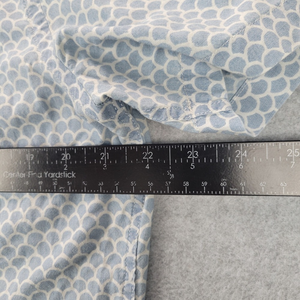 Faherty Playa Button Down Shirt Mens M Blue Scallop Indigo Dyed Short Sleeve - Picture 9 of 11